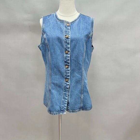 Abercrombie & Fitch Denim Vest Top in Medium Wash Tie Back Size Large NWT New - Picture 1 of 15